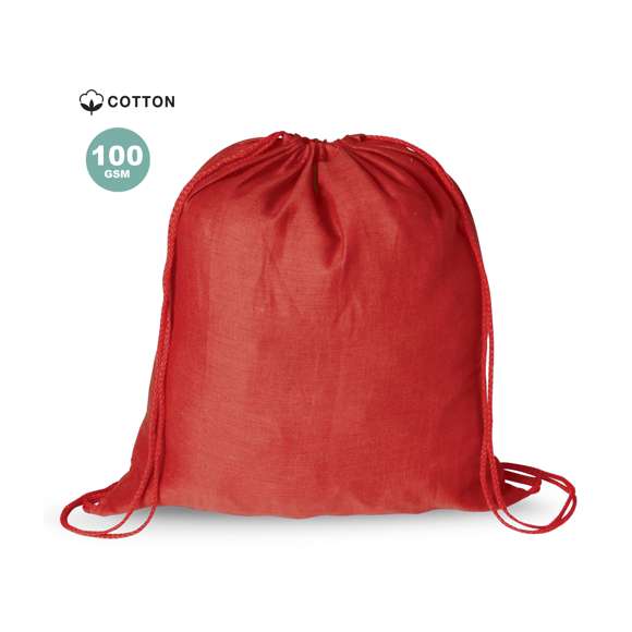 Mochila de cuerdas en tejido 100% algodón de suave acabado de alegres colores. Con cuerdas autocierre a juego.