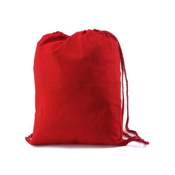 Mochila de cuerdas en tejido 100% algodón de suave acabado de alegres colores. Con cuerdas autocierre a juego.