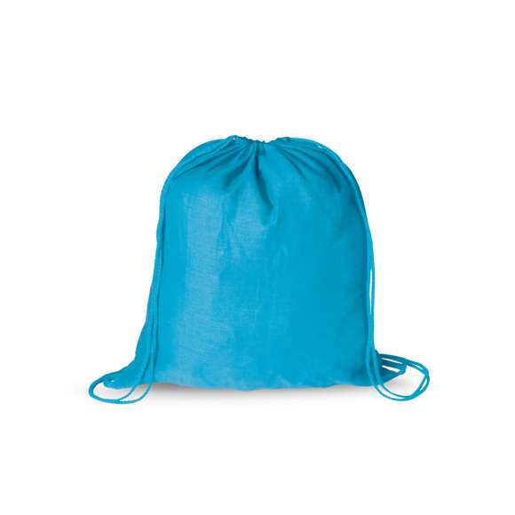 Mochila de cuerdas en tejido 100% algodón de suave acabado de alegres colores. Con cuerdas autocierre a juego.