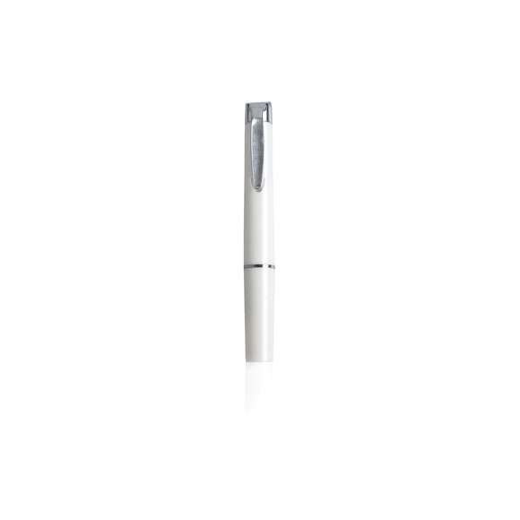Linterna LED con suave cuerpo en sobrios colores. Con mecanismo de activación en clip metálico.