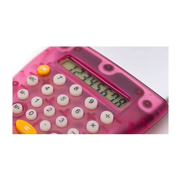 Calculadora ecológica de 8 dígitos en original diseño bicolor y funcionamiento con agua. Teclas de suave acabado, dosificador incluido y presentada en caja individual.