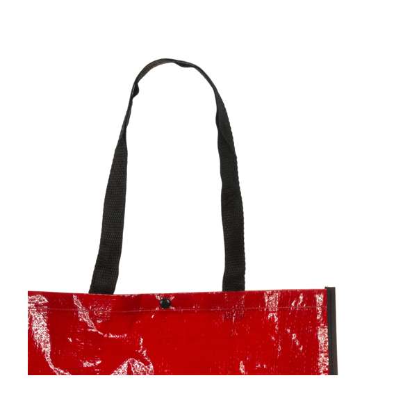 Bolsa reutilizable en resistente material laminado. Con asas largas reforzadas en nylon de 70cm, fuelle reforzado con ribetes y cierre de corchete. De acabado cosido y resistencia hasta 12kg de peso. Disponible en gama de colores brillantes.