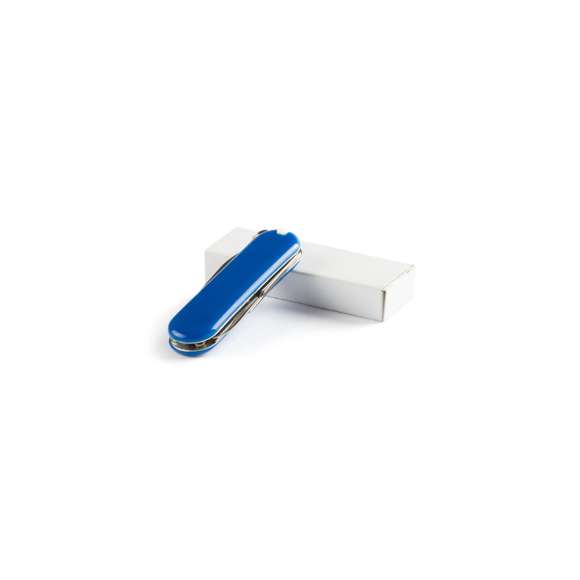 Mininavaja multiusos con accesorios de acero inox, de 6 funciones en variados colores. Incluye navajas, pinzas, lima, palillo, anilla para llavero y tijeras. Presentada en caja individual.