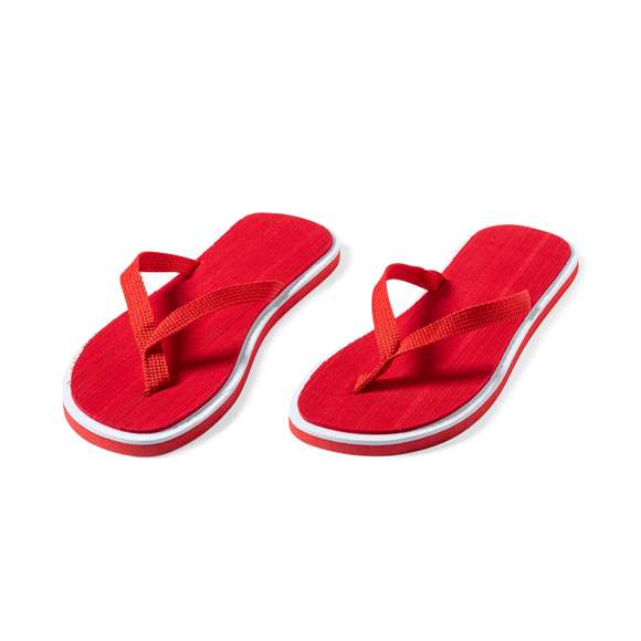 Par de chanclas con gruesa suela en resistente EVA de acabado bicolor y tira de nylon a juego en variada gama de vivos colores. Disponibles en tallas 36-38, 42-44.