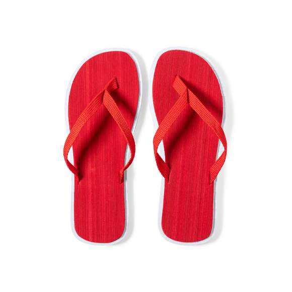 Par de chanclas con gruesa suela en resistente EVA de acabado bicolor y tira de nylon a juego en variada gama de vivos colores. Disponibles en tallas 36-38, 42-44.