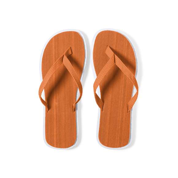 Par de chanclas con gruesa suela en resistente EVA de acabado bicolor y tira de nylon a juego en variada gama de vivos colores. Disponibles en tallas 36-38, 42-44.