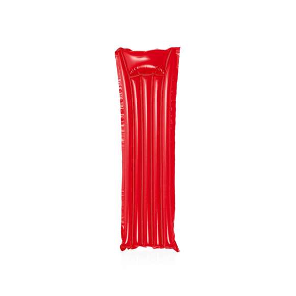 Colchoneta inflable de 180cm en resistente PVC de vivos colores. Presentada con plegado especial para fácil impresión.