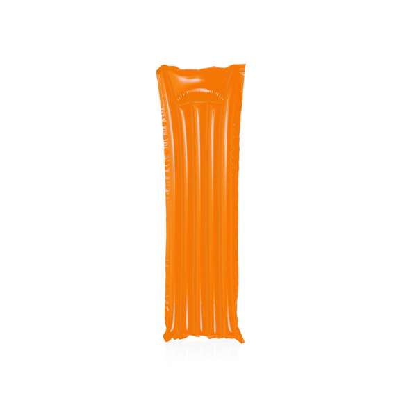 Colchoneta inflable de 180cm en resistente PVC de vivos colores. Presentada con plegado especial para fácil impresión.