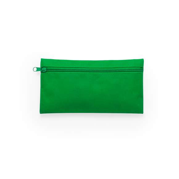 Estuche de cremallera frontal en resistente poliéster 600D de vivos colores. Con cremallera a juego.