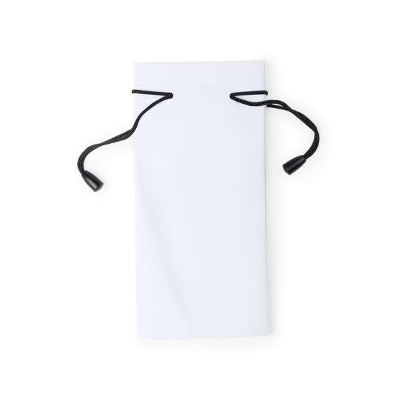 Funda paño limpiador para gafas en suave poliéster y amplia gama de divertidos colores. Con cordones autocierre.