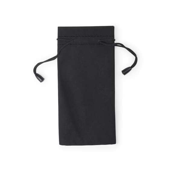 Funda paño limpiador para gafas en suave poliéster y amplia gama de divertidos colores. Con cordones autocierre.