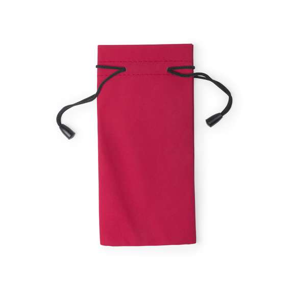 Funda paño limpiador para gafas en suave poliéster y amplia gama de divertidos colores. Con cordones autocierre.