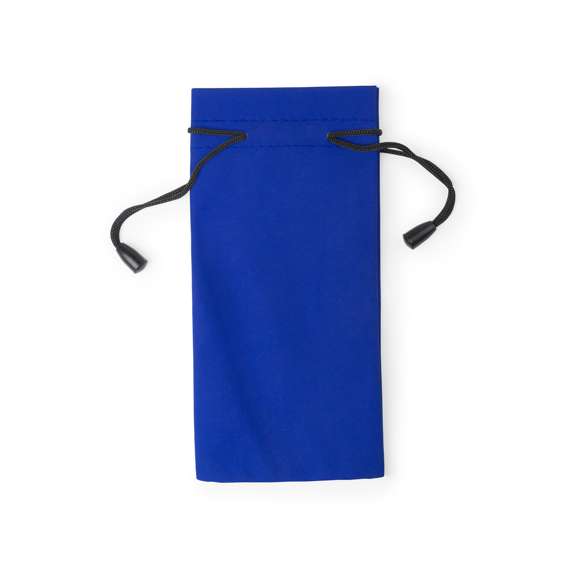 Funda paño limpiador para gafas en suave poliéster y amplia gama de divertidos colores. Con cordones autocierre.
