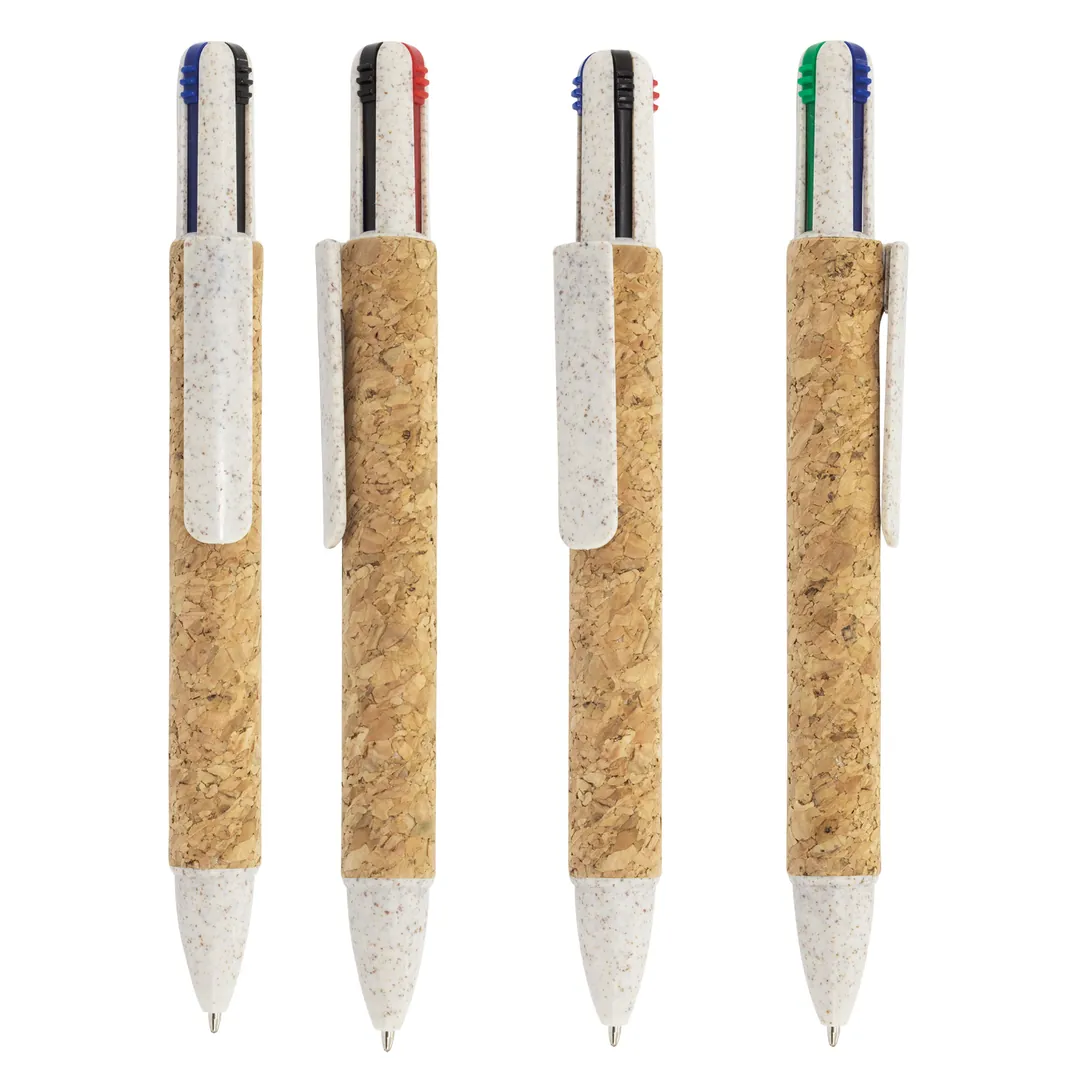 Producto personalizable Boligrafo 4 Colores Corcho Y Fibra De Trigo "Yako"
