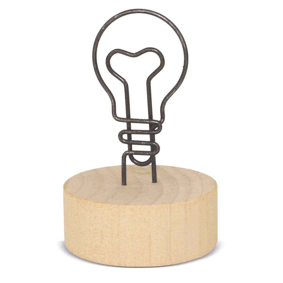 Producto personalizable Memo Clip Con Base De Madera "Eureka"