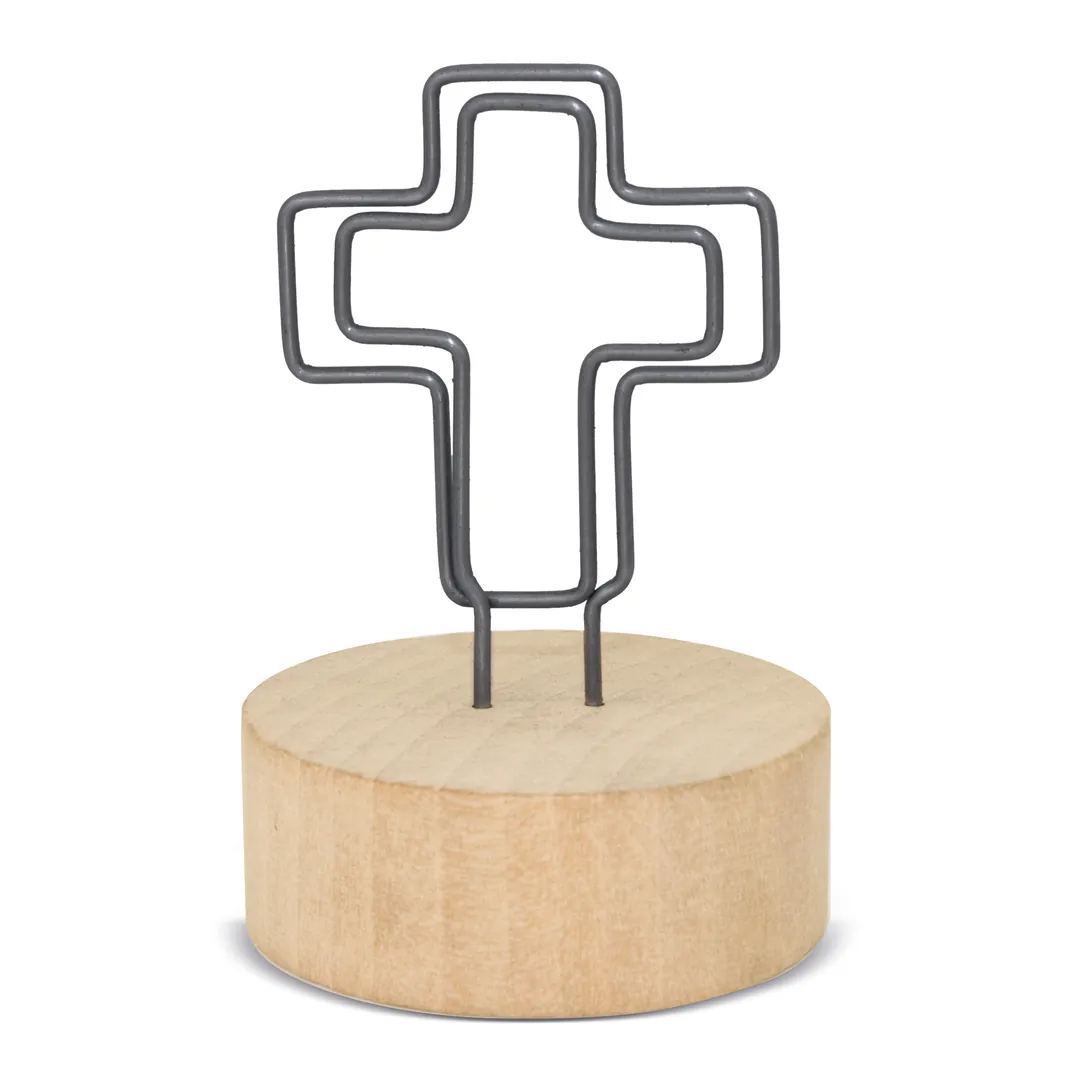 Producto personalizable Memo Clip Con Base De Madera Cruci