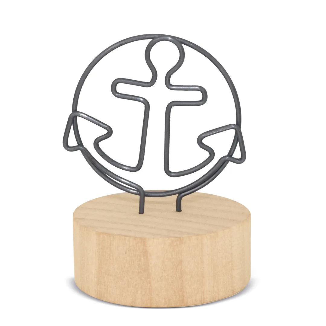 Producto personalizable Memo Clip Con Base De Madera Áncora
