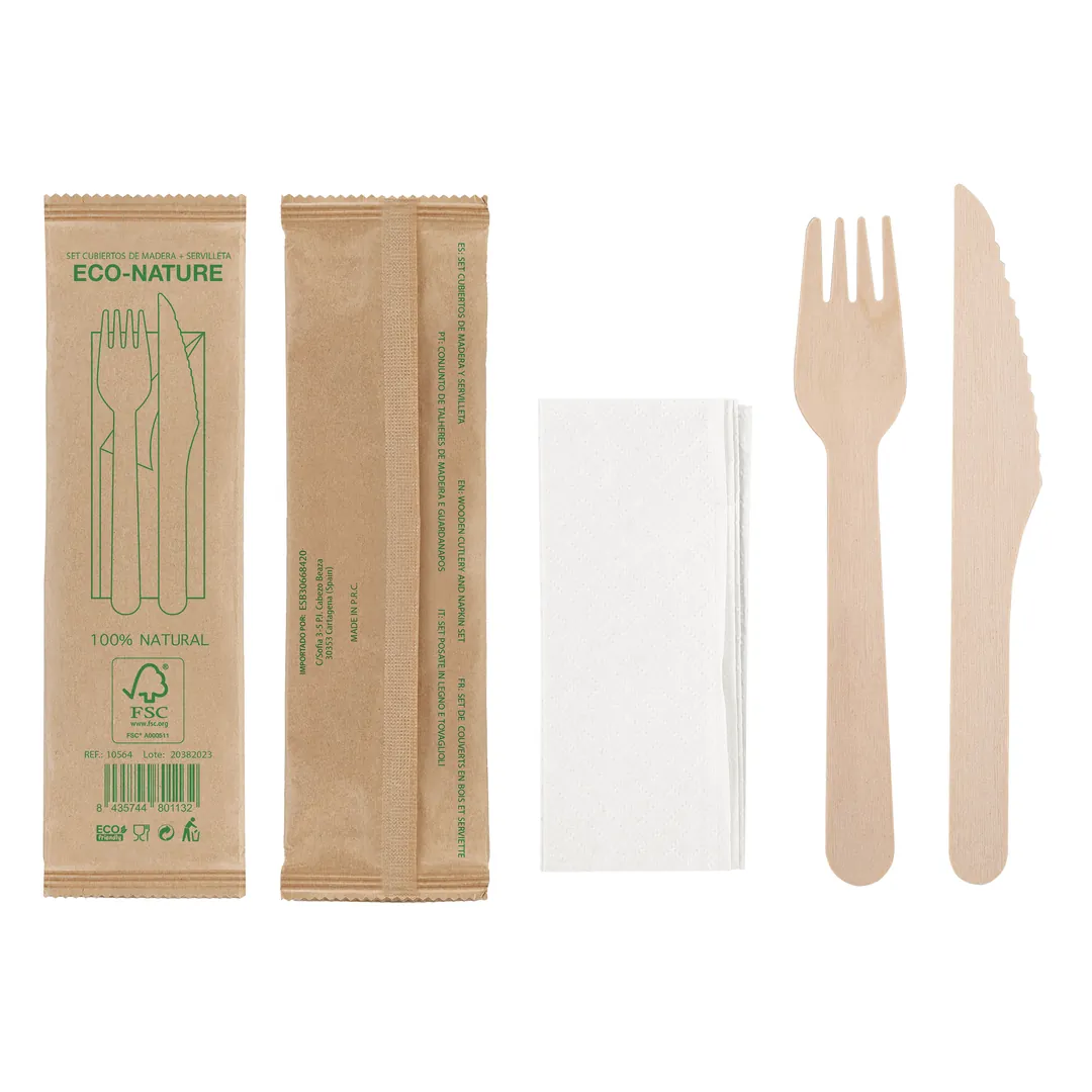 Producto personalizable Set De Cubiertos Madera 3 Pcs "Tapa"