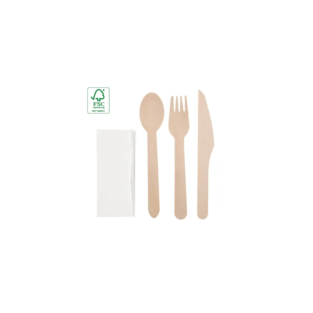 Producto personalizable Set De Cubiertos Madera 4 Pcs "Complec"