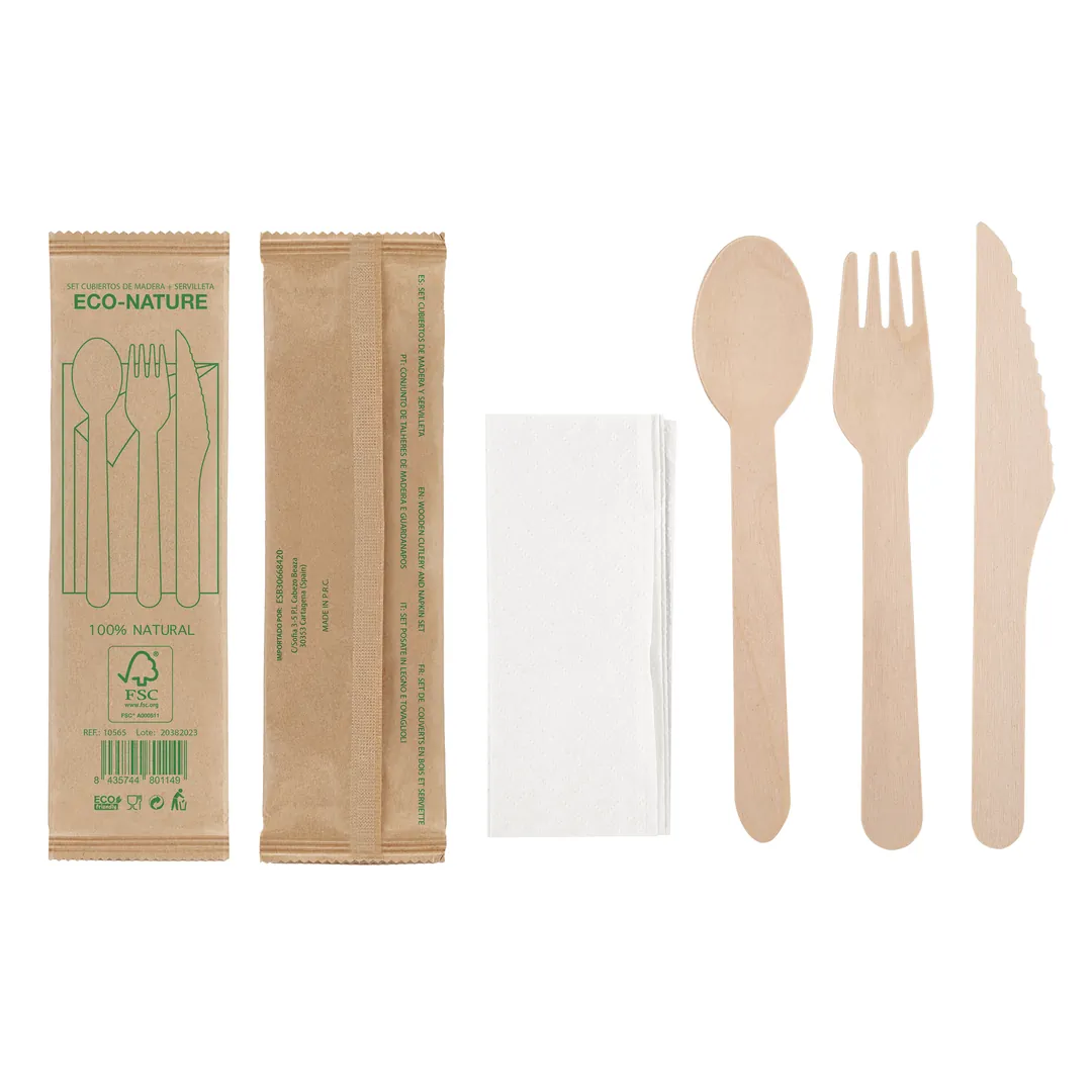 Producto personalizable Set De Cubiertos Madera 4 Pcs "Complec"