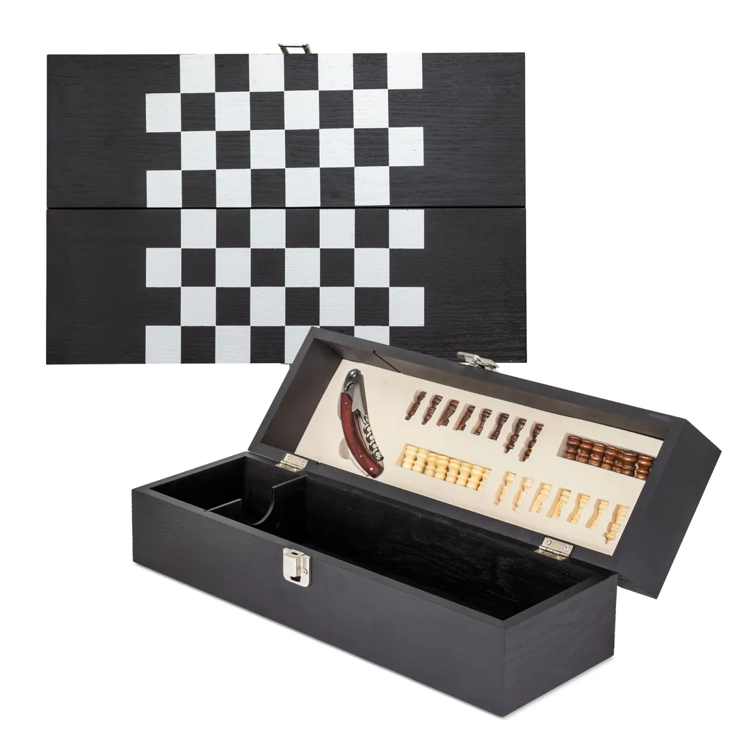 Producto personalizable Set De Vino Con Ajedrez "Saboya"