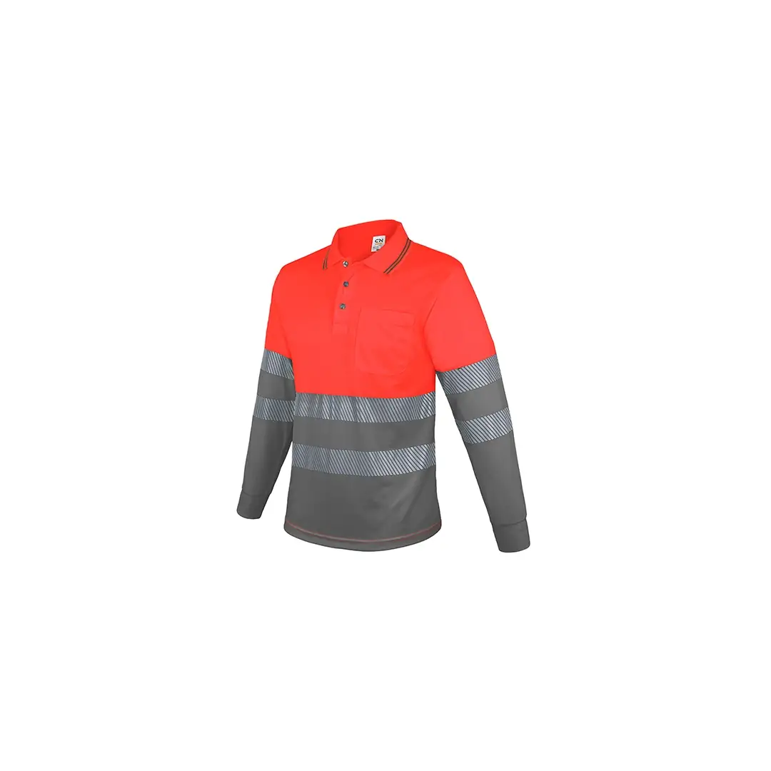 Producto personalizable Polo Manga Larga Con Bolsillo Y Bandas Reflectantes “Qvo”