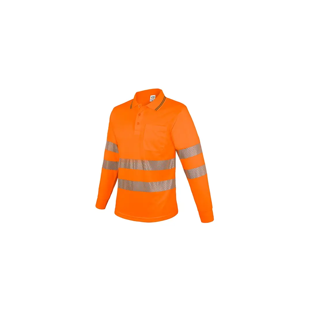 Producto personalizable Polo Manga Larga Con Bolsillo Y Bandas Reflectantes “Qvo”