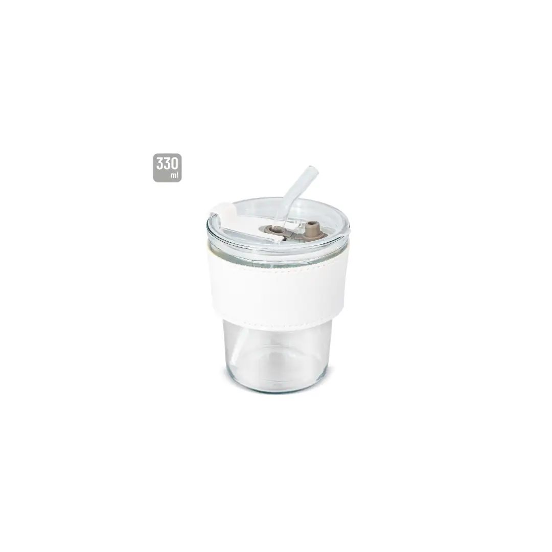 Producto personalizable Vaso 330 Ml Con Pajita De Cristal "Delicatessen"