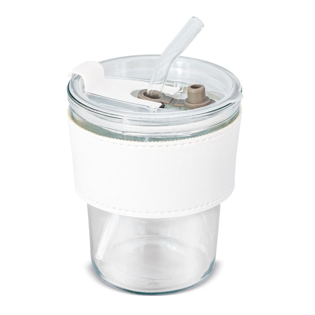 Producto personalizable Vaso 330 Ml Con Pajita De Cristal "Delicatessen"