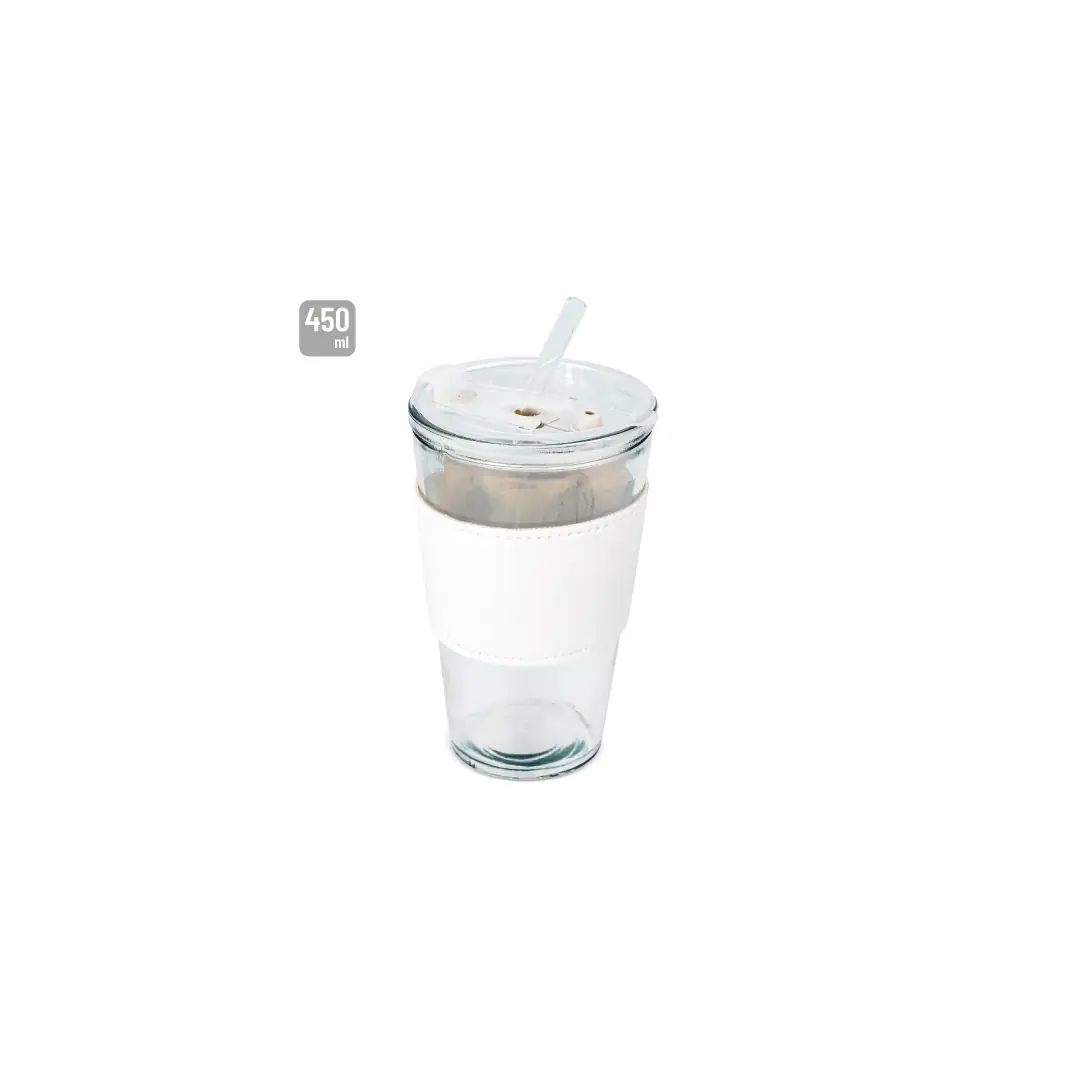 Producto personalizable Vaso 450 Ml Con Pajita De Cristal "Delicatessen"