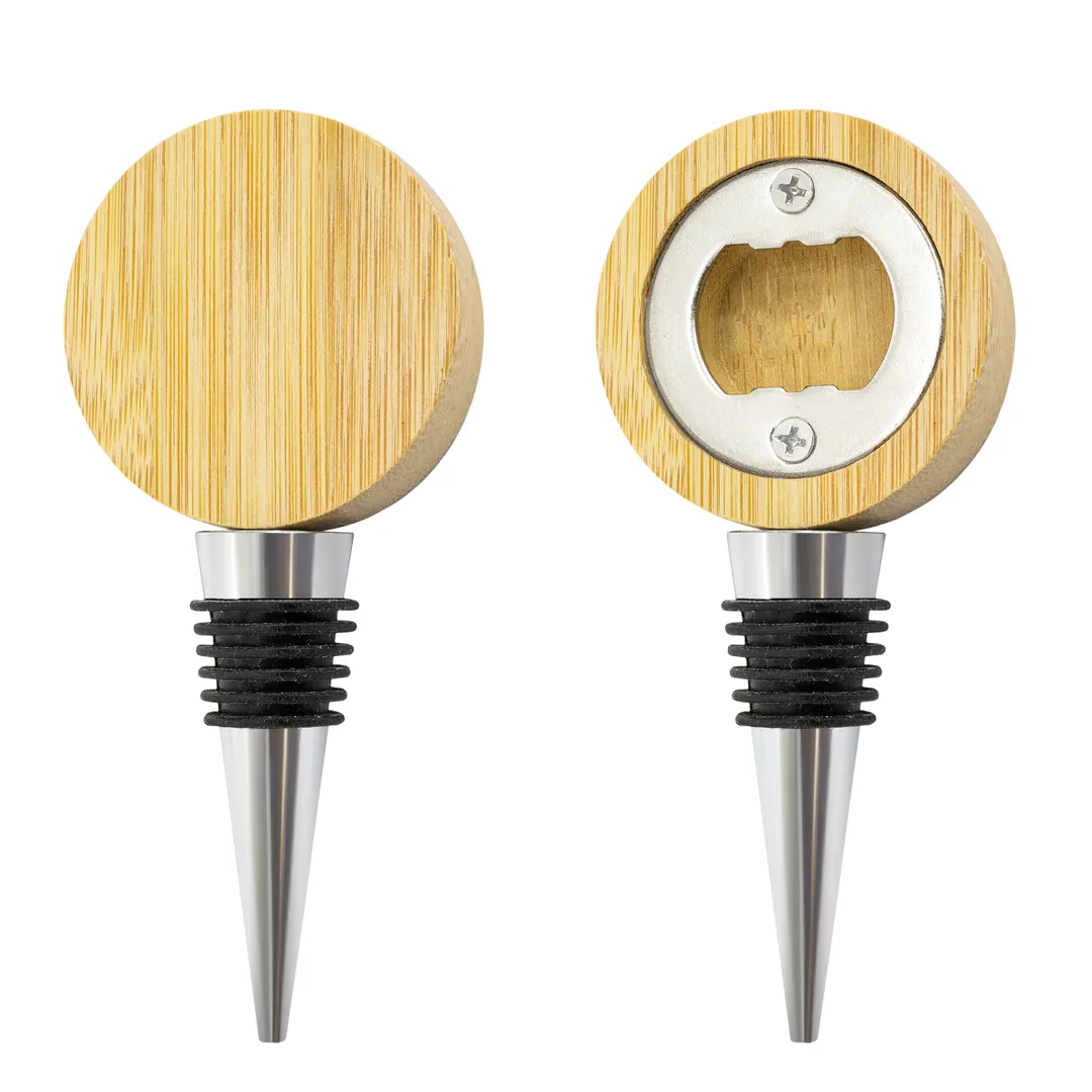 Producto personalizable Abrebotellas Tapón Bambú Natural "Allium"