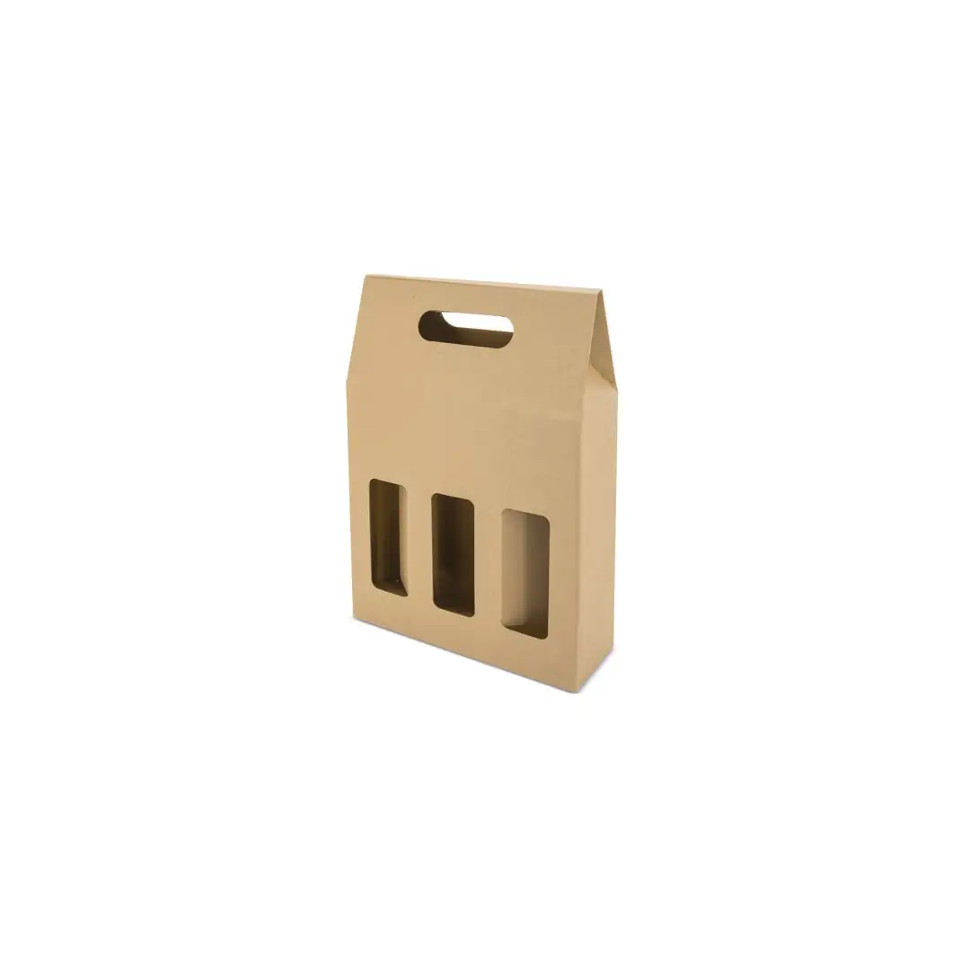 Producto personalizable Caja Carton Ventana 3 Botellas "Treviso"