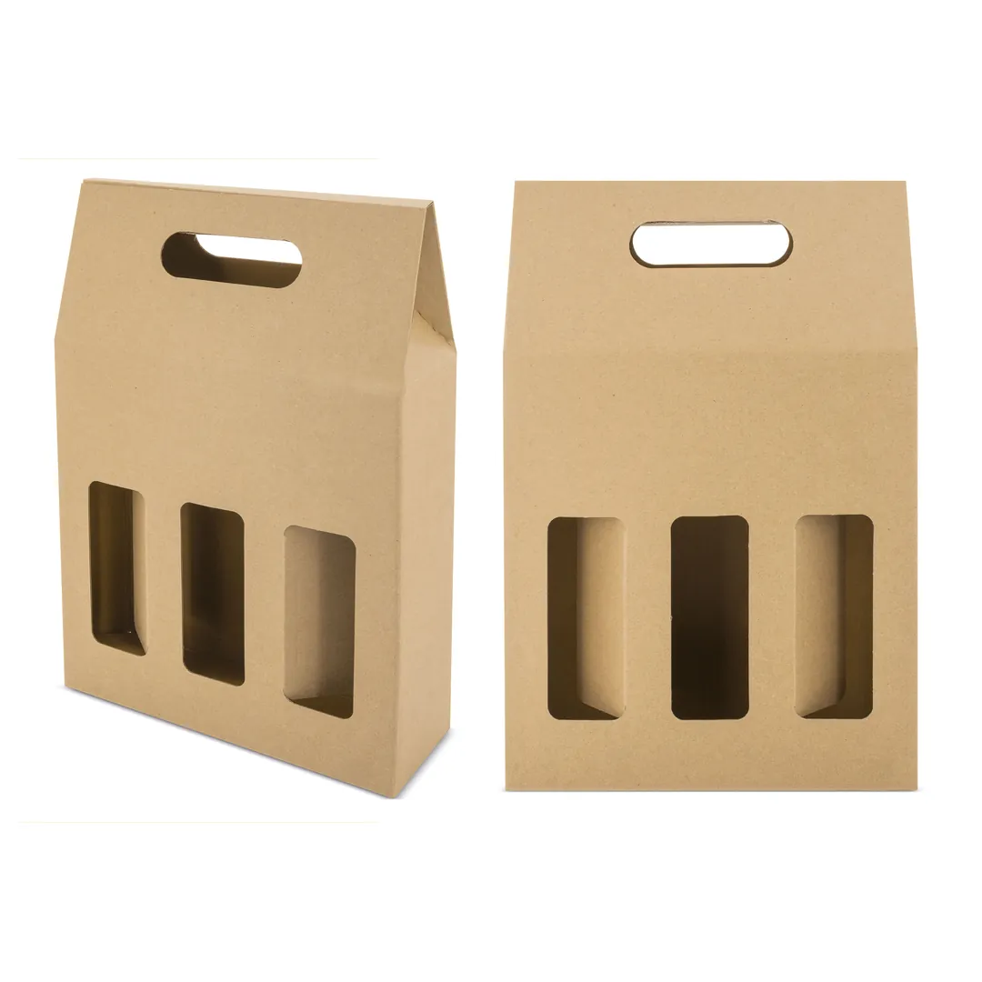 Producto personalizable Caja Carton Ventana 3 Botellas "Treviso"