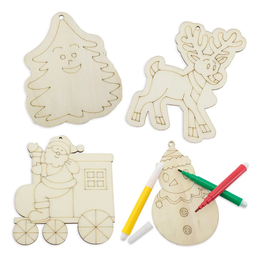 Producto personalizable Set Piezas Madera Happy Christmas ( 4 Pcs)