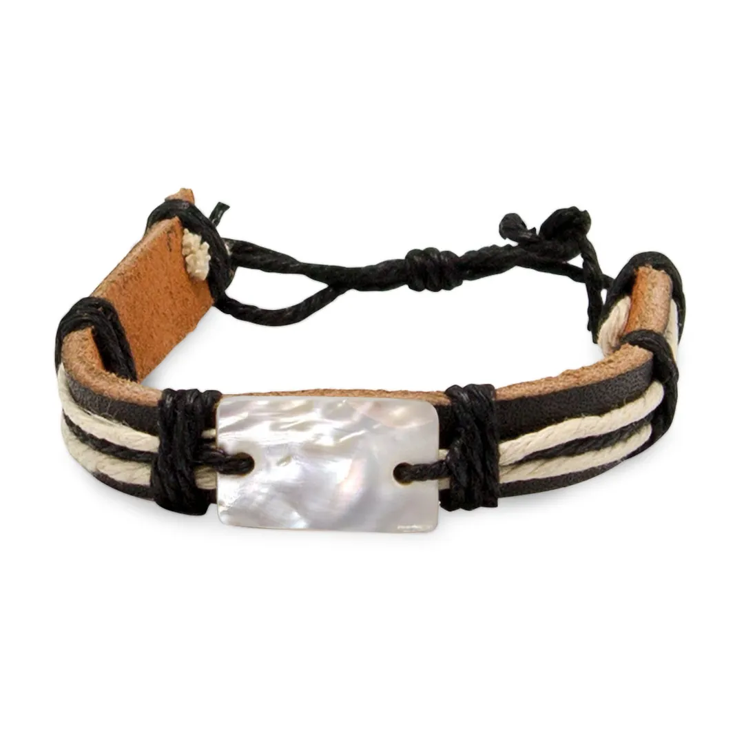 Producto personalizable Pulsera Piel/Nacar "Magaluf"